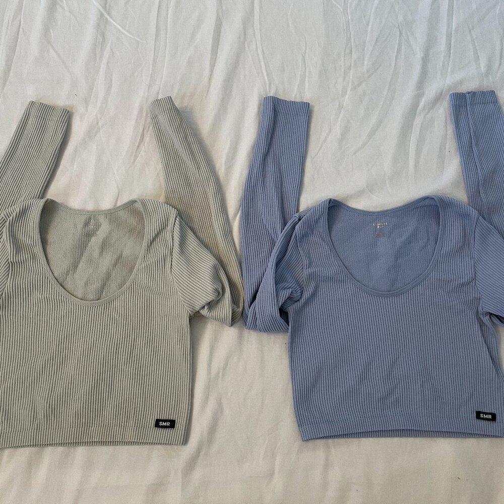 SMR ribbed long sleeve workout tops. As in condition Size: S